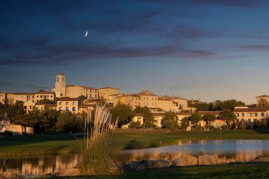 Village of Pont Royal at sunset, in Vaucluse, Provence, France