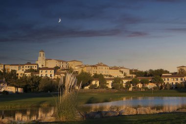 Village of Pont Royal at sunset, in Vaucluse, Provence, France