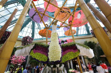 LAS VEGAS, NEVADA - APRIL 06, 2015 : interiors of the lobby at Bellagio hotel, in Las Vegas, Nevada, united states