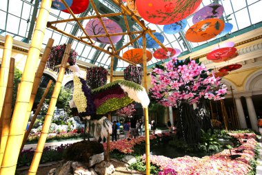 LAS VEGAS, NEVADA - APRIL 06, 2015 : interiors of the lobby at Bellagio hotel, in Las Vegas, Nevada, united states