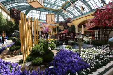 LAS VEGAS, NEVADA - APRIL 06, 2015 : interiors of the lobby at Bellagio hotel, in Las Vegas, Nevada, united states