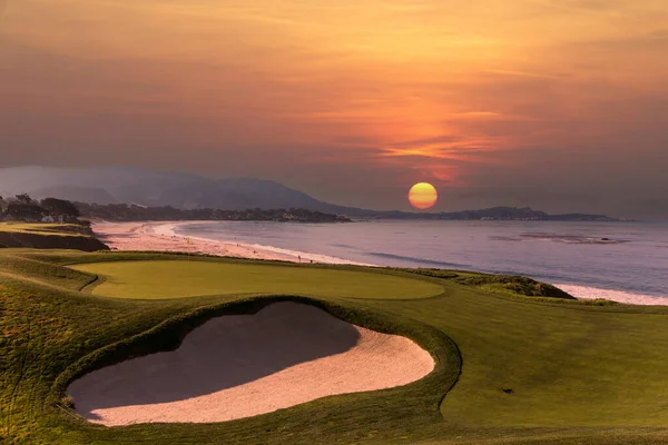 Una Vista Del Campo Golf Pebble Beach Monterey California — Foto de Stock