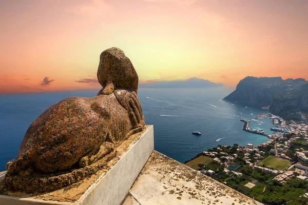 Panorama Sphinx Statue Capri Island Sky Clouds Capri Italy — Stock Photo, Image