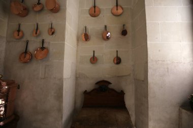 CHENONCEAUX, FRANCE, HAZİRAN 07, 2015: Chateau de Chenonceau 'nun iç ve mimari detayları, Temmuz 07, 2015, Chenonceaux, Fransa