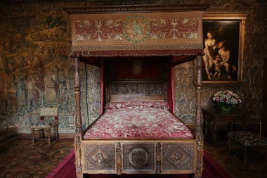 CHENONCEAUX, FRANCE, HAZİRAN 07, 2015: Chateau de Chenonceau 'nun iç ve mimari detayları, Temmuz 07, 2015, Chenonceaux, Fransa