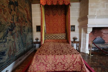 CHENONCEAUX, FRANCE, HAZİRAN 07, 2015: Chateau de Chenonceau 'nun iç ve mimari detayları, Temmuz 07, 2015, Chenonceaux, Fransa