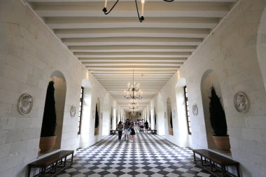 CHENONCEAUX, FRANCE, HAZİRAN 07, 2015: Chateau de Chenonceau 'nun iç ve mimari detayları, Temmuz 07, 2015, Chenonceaux, Fransa