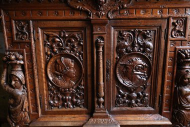 CHENONCEAUX, FRANCE, HAZİRAN 07, 2015: Chateau de Chenonceau 'nun iç ve mimari detayları, Temmuz 07, 2015, Chenonceaux, Fransa