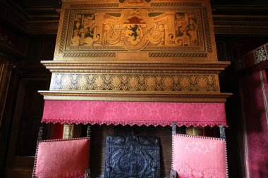 CHENONCEAUX, FRANCE, HAZİRAN 07, 2015: Chateau de Chenonceau 'nun iç ve mimari detayları, Temmuz 07, 2015, Chenonceaux, Fransa