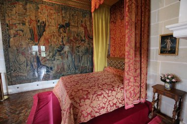 CHENONCEAUX, FRANCE, HAZİRAN 07, 2015: Chateau de Chenonceau 'nun iç ve mimari detayları, Temmuz 07, 2015, Chenonceaux, Fransa