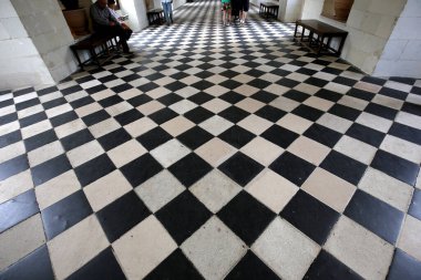 CHENONCEAUX, FRANCE, HAZİRAN 07, 2015: Chateau de Chenonceau 'nun iç ve mimari detayları, Temmuz 07, 2015, Chenonceaux, Fransa