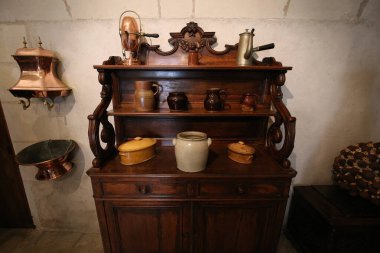 CHENONCEAUX, FRANCE, HAZİRAN 07, 2015: Chateau de Chenonceau 'nun iç ve mimari detayları, Temmuz 07, 2015, Chenonceaux, Fransa