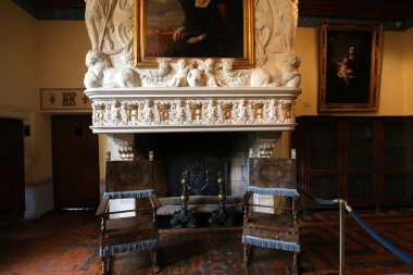 CHENONCEAUX, FRANCE, HAZİRAN 07, 2015: Chateau de Chenonceau 'nun iç ve mimari detayları, Temmuz 07, 2015, Chenonceaux, Fransa