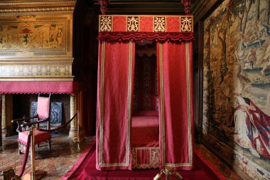 CHENONCEAUX, FRANCE, HAZİRAN 07, 2015: Chateau de Chenonceau 'nun iç ve mimari detayları, Temmuz 07, 2015, Chenonceaux, Fransa