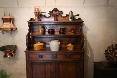 CHENONCEAUX, FRANCE, HAZİRAN 07, 2015: Chateau de Chenonceau 'nun iç ve mimari detayları, Temmuz 07, 2015, Chenonceaux, Fransa