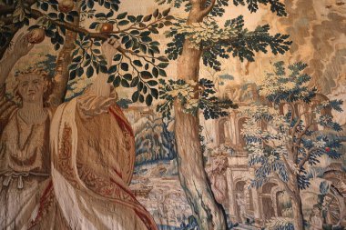 CHENONCEAUX, FRANCE, HAZİRAN 07, 2015: Chateau de Chenonceau 'nun iç ve mimari detayları, Temmuz 07, 2015, Chenonceaux, Fransa
