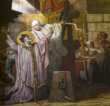 PARIS, FRANCE, 13 Kasım 2013: Fransa, Paris 'teki La Trinite kilisesinin mimari detayları