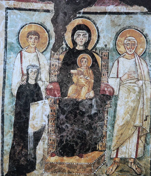 Salonique Görögország Március 2015 Bizánci Ősi Freskó Salonique Katedrális Által — Stock Fotó
