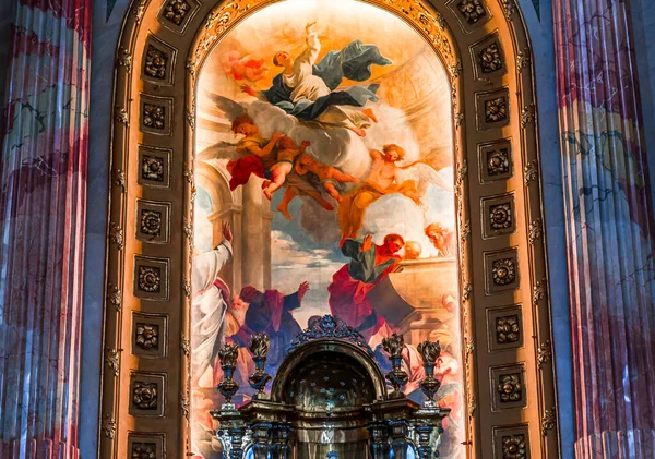 维也纳 澳大利亚 2023年5月25日 耶稣会教堂的内部 壁画和建筑细节 — 图库照片