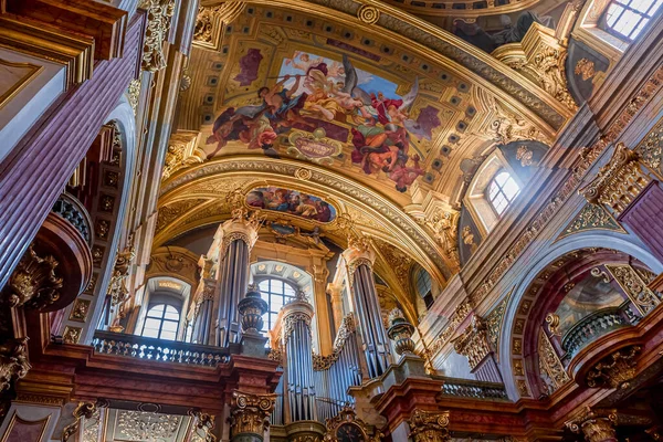 Vienna Austria May 2023 Interiører Fresker Arkitektoniske Detaljer Jesuittkirken stockbilde