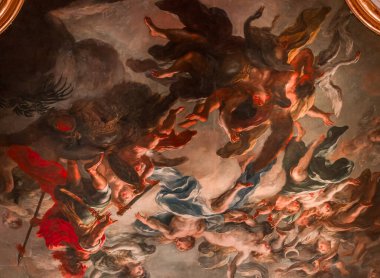 Vienna, AUSTRIA, 26 Mayıs 2023: Belvedere Sarayı 'nın içi, freskleri ve mimari detayları