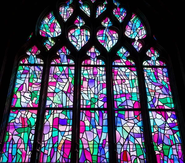 Abbeville Somme Frankrijk Juni 2023 Details Van Glas Loodramen Kerk Stockafbeelding