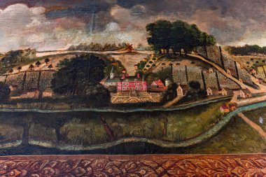 ARGOULES, FRANCE, 16 Haziran 2023: Valloires Manastırı 'ndaki kilisenin iç mimari ve mimari detayları, 12. yüzyıldan 14. yüzyıla kadar inşa edildi.