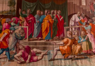 BOURGES, CHER, FRANCE, 20 NİSAN 2023: Katedral Bazilikası Aziz Stephen 'ın iç mimari ve mimari dekorasyonu