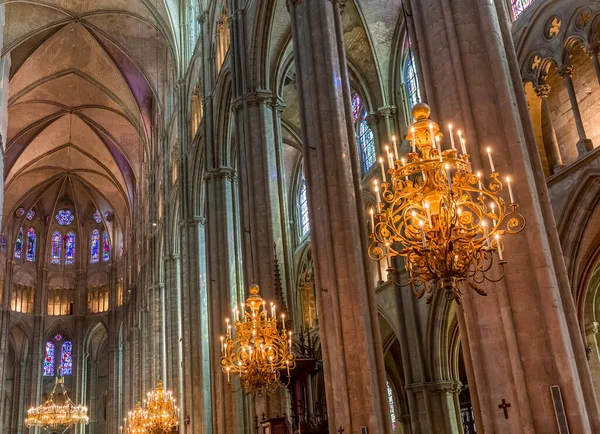 stock image BOURGES, CHER, FRANCE, APRIL 20, 2023 : interiors and architectural decors of Cathedral basilica saint Stephen