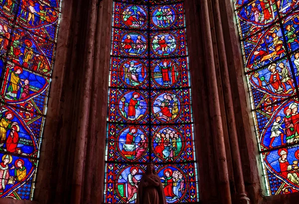 Bourges Cher France April 2023 Stained Glasses Decors Cathedral Basilica — Stock Photo, Image
