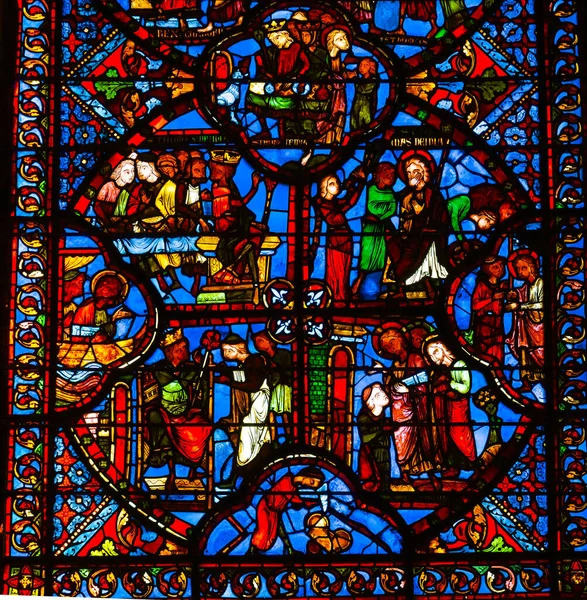Bourges Cher France エイプリル20 2023年 聖シュテファン大聖堂のステンドグラス装飾 匿名アーティストによるワークショップ 15世紀 — ストック写真