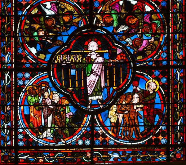 Bourges Cher Frankrike April 2023 Målade Glas Dekorer Katedralen Basilika — Stockfoto