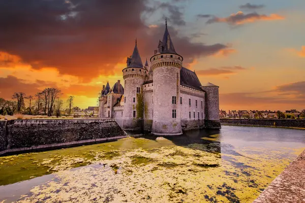 SULLY SUR LOIRE, FRANCE, NİSAN 04, 2023: Orleans, Loire Valley, Fransa yakınlarındaki Sully sur Loire Kalesi