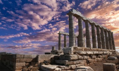Cape Sounion, Yunanistan, 19 Eylül 2017: Poseidon Tapınağı içinde cape Sounion, 19 Eylül 2017 Cape Sounion, attica, Yunanistan