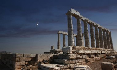Cape Sounion, Yunanistan, 19 Eylül 2017: Poseidon Tapınağı içinde cape Sounion, 19 Eylül 2017 Cape Sounion, attica, Yunanistan