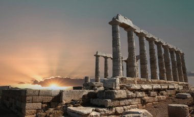Cape Sounion, Yunanistan, 19 Eylül 2017: Poseidon Tapınağı içinde cape Sounion, 19 Eylül 2017 Cape Sounion, attica, Yunanistan