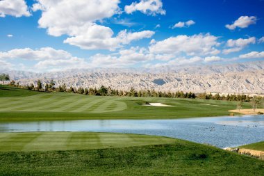 golf course at sunset  in palm springs, california, usa