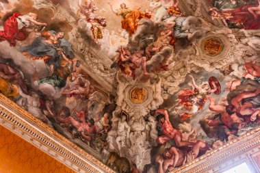 Roma, İtalya, 13 Haziran 2015: Tavan fresk tarafından Pierre de Cortone, Palazzo Barberini, 13 Haziran 2015, Roma, İtalya