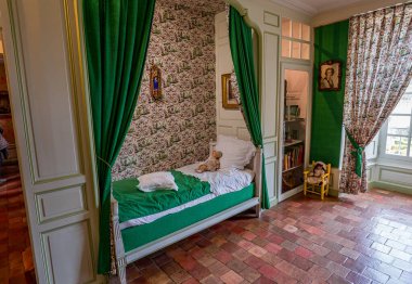 ANGERS, FRANCE, 25 Mart 2024: Angers, Loire Valley, Fransa yakınlarındaki Chateau de Villandry 'nin iç dekorları