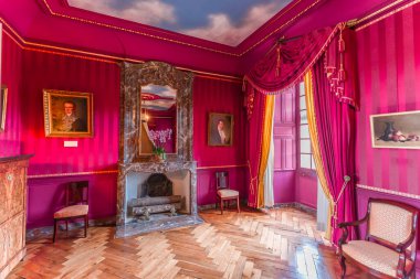 ANGERS, FRANCE, 25 Mart 2024: Angers, Loire Valley, Fransa yakınlarındaki Chateau de Villandry 'nin iç dekorları