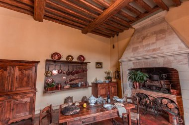 ANGERS, FRANCE, 25 Mart 2024: Angers, Loire Valley, Fransa yakınlarındaki Chateau de Villandry 'nin iç dekorları