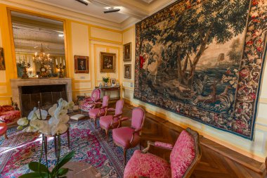 ANGERS, FRANCE, 25 Mart 2024: Angers, Loire Valley, Fransa yakınlarındaki Chateau de Villandry 'nin iç dekorları