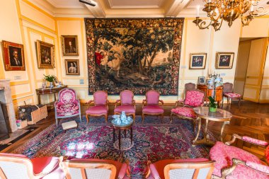 ANGERS, FRANCE, 25 Mart 2024: Angers, Loire Valley, Fransa yakınlarındaki Chateau de Villandry 'nin iç dekorları