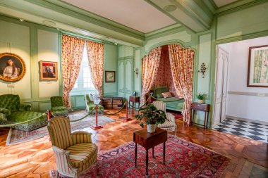 ANGERS, FRANCE, 25 Mart 2024: Angers, Loire Valley, Fransa yakınlarındaki Chateau de Villandry 'nin iç dekorları