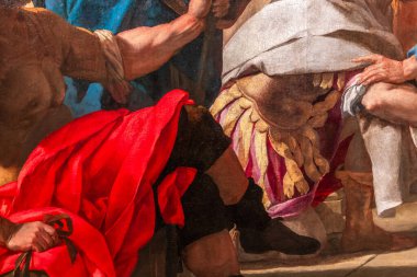 PARIS, FRANCE, 5 Haziran 2024: Gobelins atölyesindeki restorasyon sırasında notre-dame-de-Paris katedralinin iç dekorasyonu