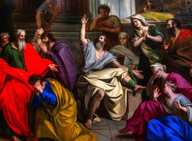 PARIS, FRANCE, 5 Haziran 2024: Gobelins atölyesindeki restorasyon sırasında notre-dame-de-Paris katedralinin iç dekorasyonu