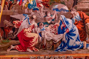 PARIS, FRANCE, 5 HAZİRAN 2024: Notre-dame-de-Paris katedralindeki duvar halısını restore etti