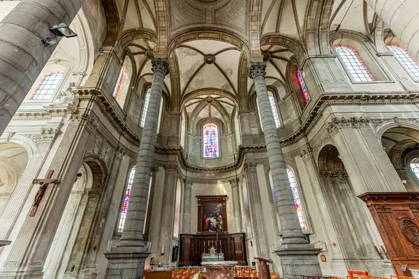 stock image CAMBRAI, PICARDY, FRANCE, JUNE 13, 2024 : interiors and architectural details of gothic church of Saint Gery