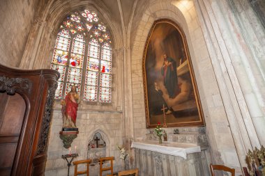 LISIEUX, CALVADOS, NORMANDY, FRANCE, MAY 12, 2024 : interiors architectural decors of Cathedral Saint Peter clipart