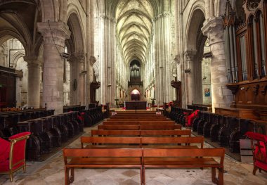 LISIEUX, CALVADOS, NORMANDY, FRANCE, MAY 12, 2024 : interiors architectural decors of Cathedral Saint Peter clipart